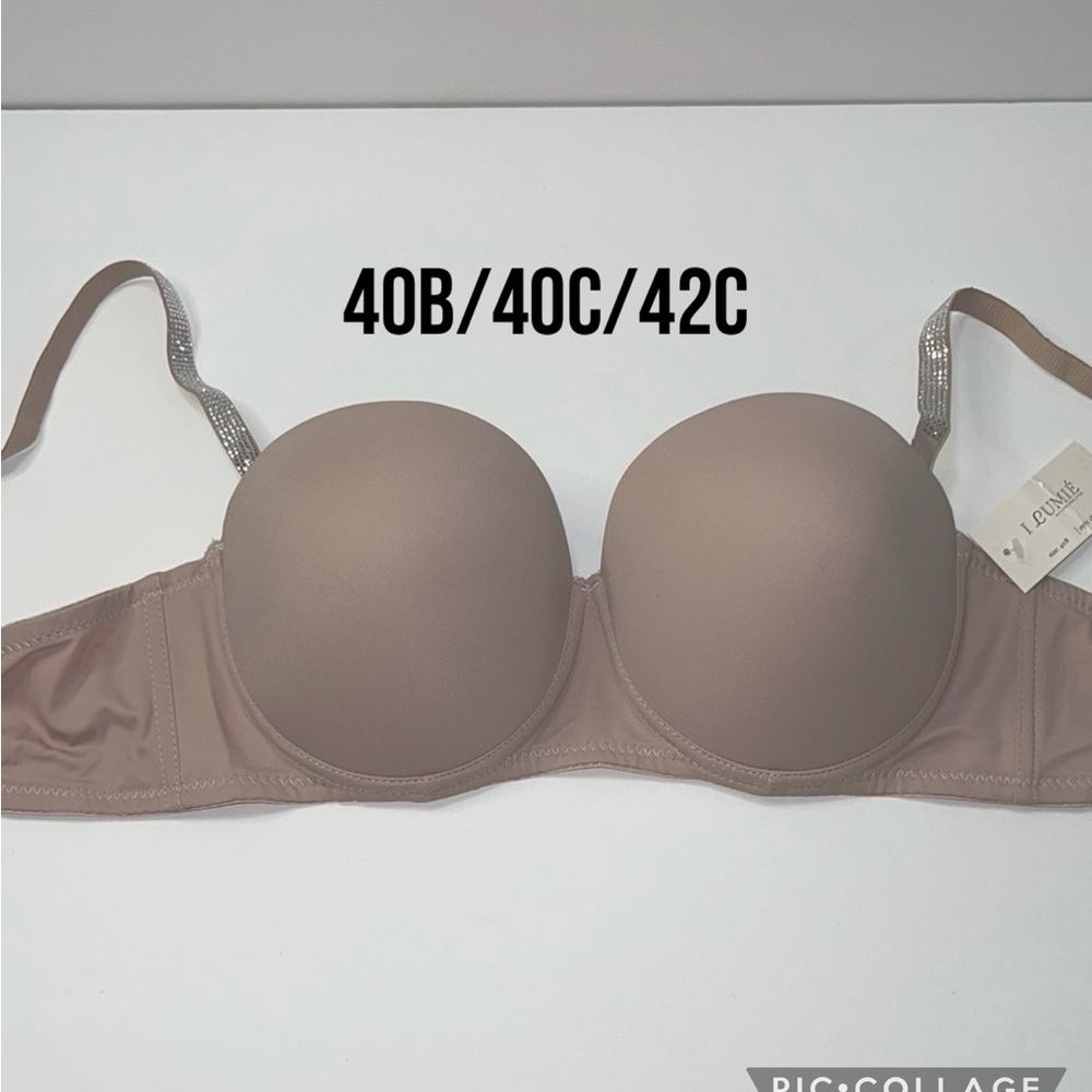 Push Up Light Padded Multiway T Shirt 3 Hooks Shine Straps Bra. NWT